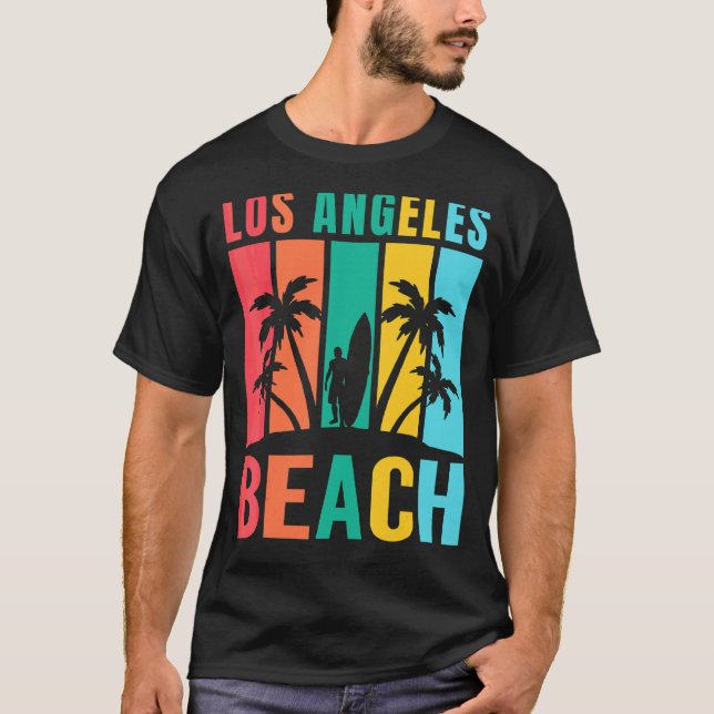 Los Angeles California Beach Surfa Summer Vacation T Shirt (Framsida)