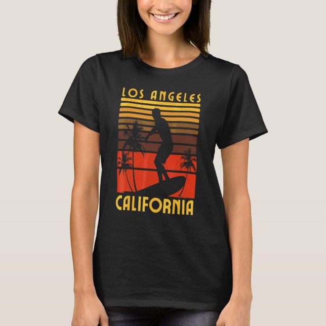 Los Angeles California Beach Surfa Summer Vacation T Shirt (Framsida)