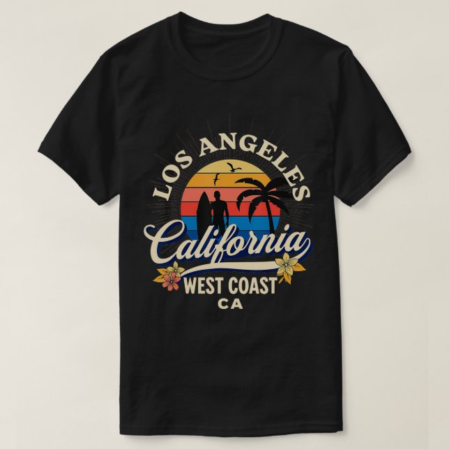 Los Angeles California Beach Surfa Summer Vacation T Shirt (Design framsida)
