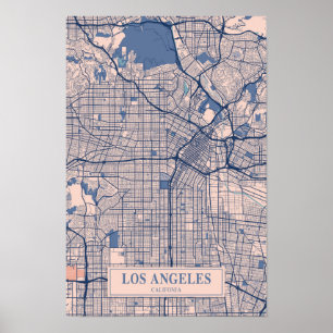Los Angeles California Blåsiga Stadskarta Resa Poster