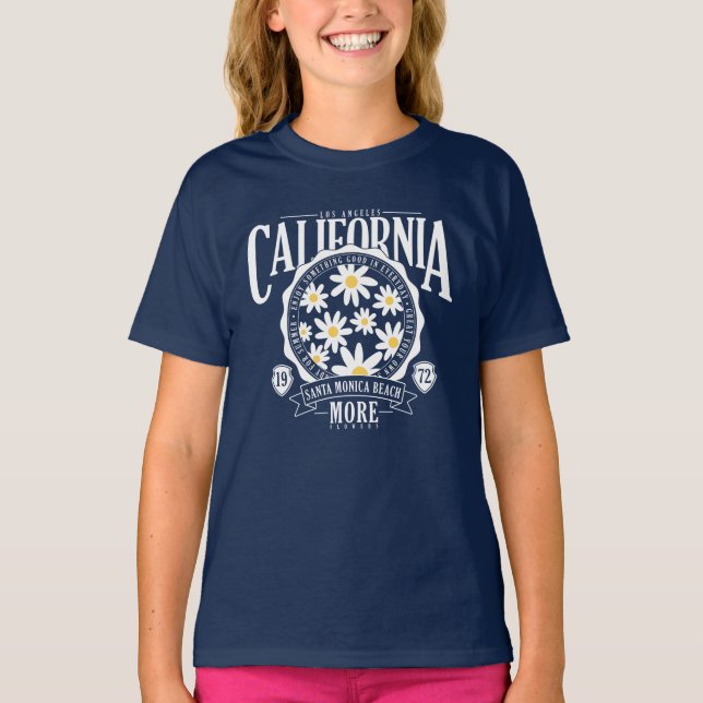 Los Angeles California Blommigt Graphic T Shirt (Framsida)