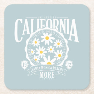 Los Angeles California Blommigt Graphic Underlägg Papper Kvadrat