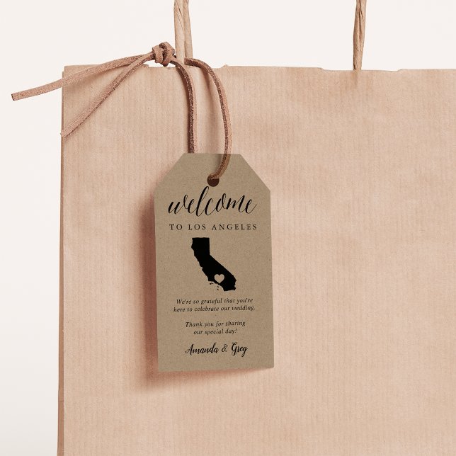 Los Angeles California Bröllop Welcome Gift Märkre Presentetikett (Skapare uppladdad)