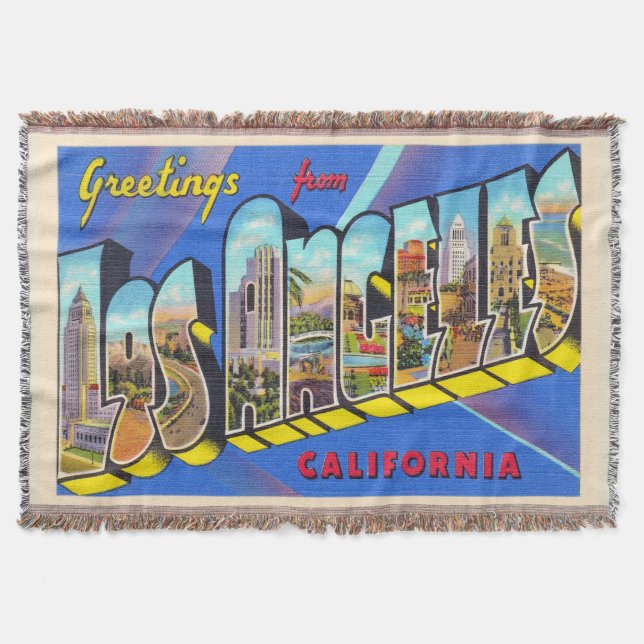Los Angeles California CA Large Brev vykort Filt (Framsidan)