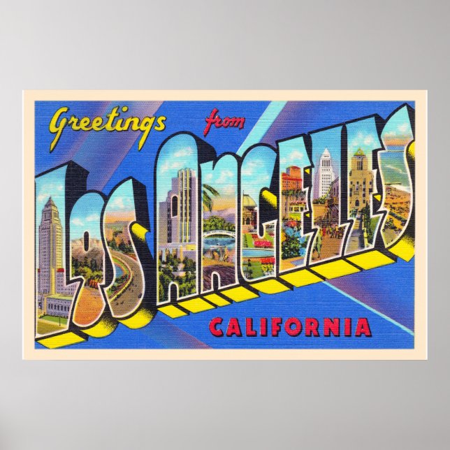 Los Angeles California CA Large Brev vykort Poster (Framsidan)