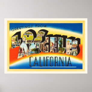 Los Angeles California CA Vintage resor Souvenir Poster