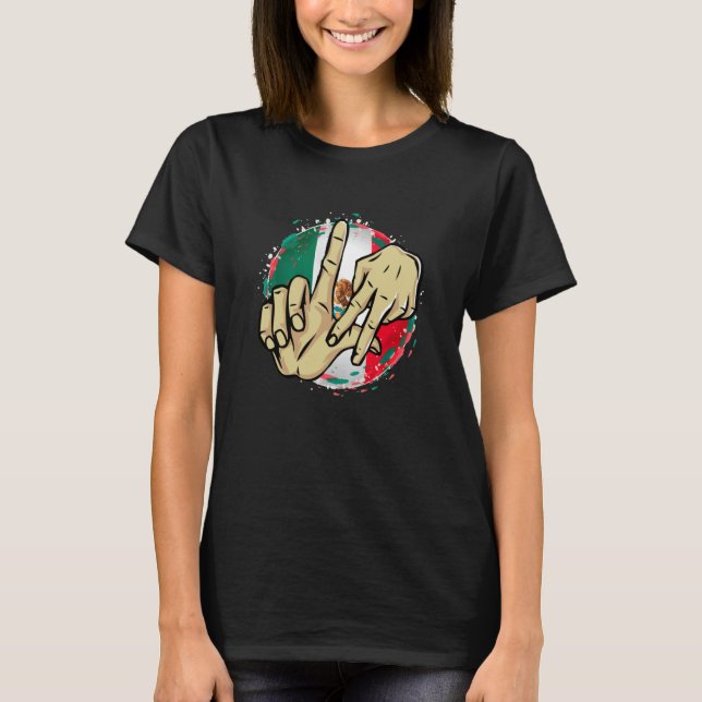 Los Angeles California Chicano Mexico Flag LA Hand T Shirt (Framsida)