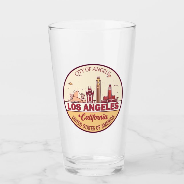 Los Angeles California City Skyline Emblem Glaskopp (Framsida)