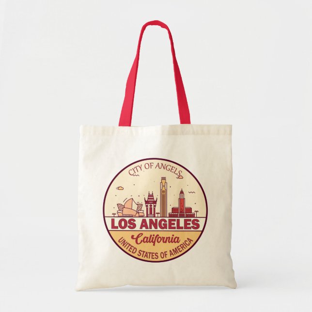 Los Angeles California City Skyline Emblem Tygkasse (Framsidan)