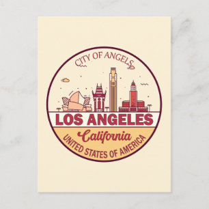 Los Angeles California City Skyline Emblem Vykort