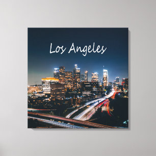 Los Angeles California City Skyline på natten Canvastryck