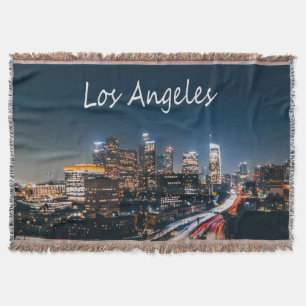 Los Angeles California City Skyline på natten Filt