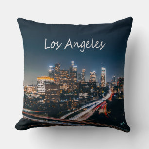 Los Angeles California City Skyline på natten Kudde
