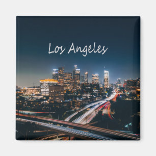Los Angeles California City Skyline på natten Magnet