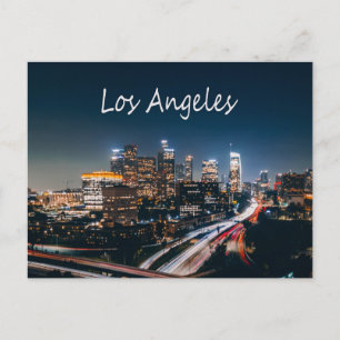 Los Angeles California City Skyline på natten Vykort
