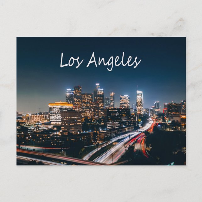 Los Angeles California City Skyline på natten Vykort (Framsida)