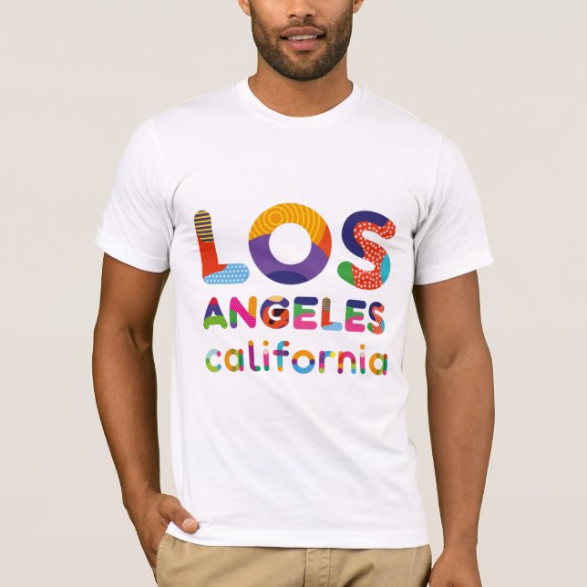 Los Angeles California-färgtext T Shirt (Framsida)