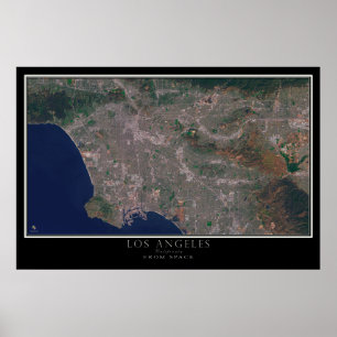 Los Angeles California från Space Satellite Karta Poster