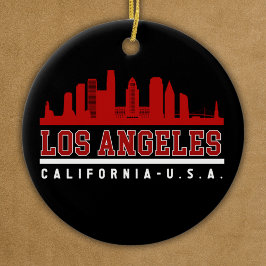 Los Angeles California Fun Skyline City Julgransprydnad Keramik