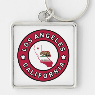 Los Angeles California Fyrkantig Silverfärgad Nyckelring
