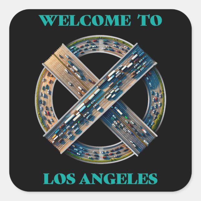 Los Angeles California Fyrkantigt Klistermärke (Framsida)
