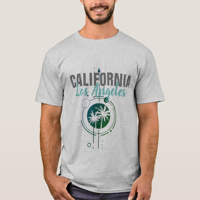 Los Angeles California Geometric Handflatan T Shirt (Framsida)