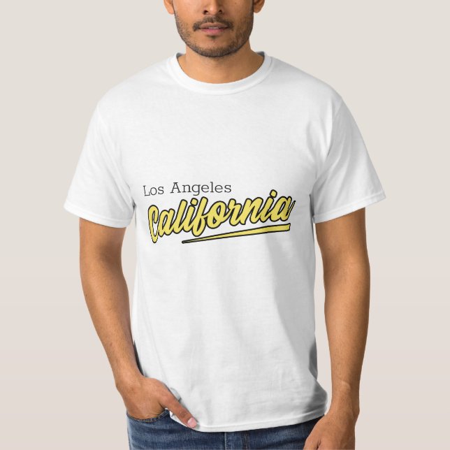 Los Angeles California Gult Typography T Shirt (Framsida)
