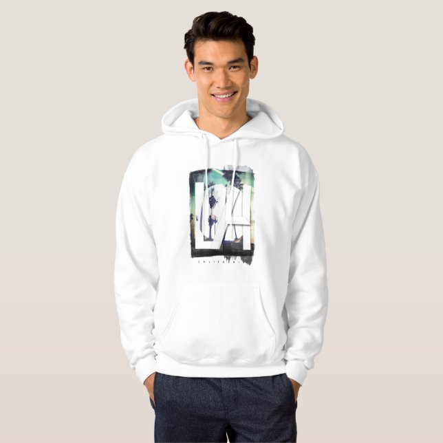 Los Angeles, California Handflatan Träd Beach Sweatshirt Med Luva (Hel framsida)
