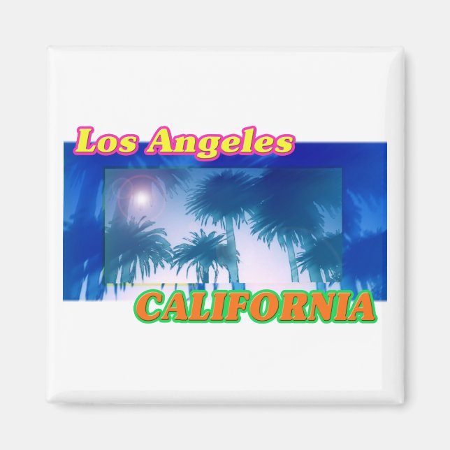 ’Los Angeles CALIFORNIA’ Handflatan Träd Magnet (Framsidan)