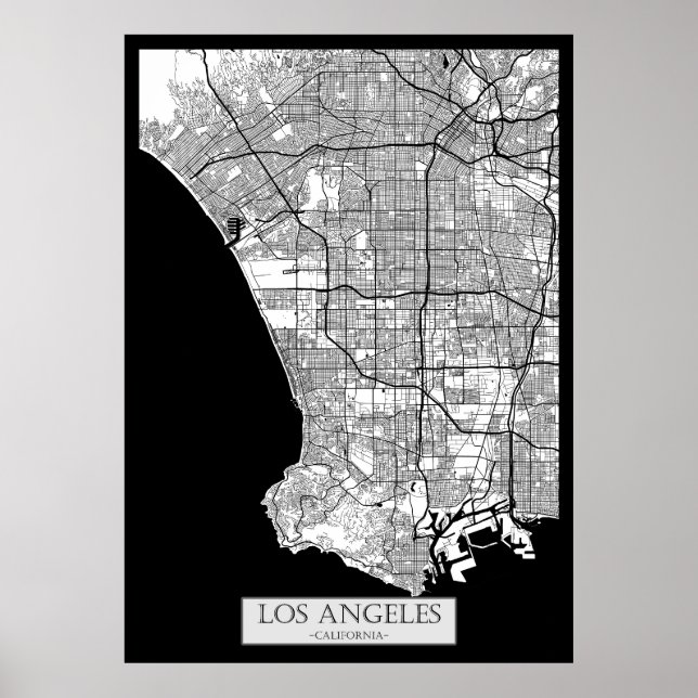 Los Angeles California Karta Poster (Framsidan)