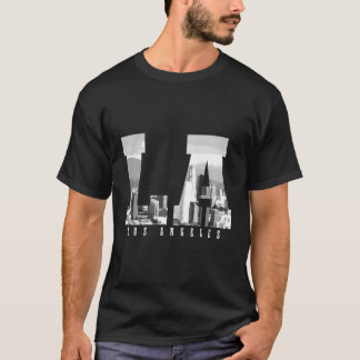 Los Angeles California La Skyline Pride Black Whit T Shirt