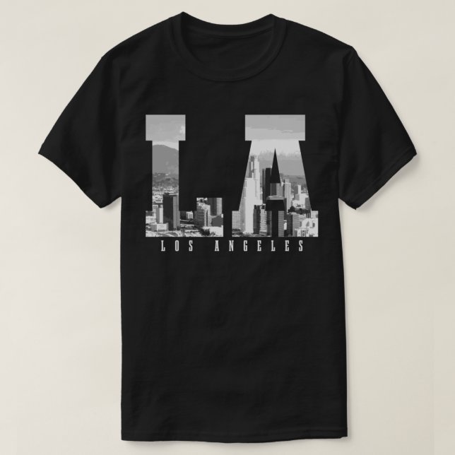 Los Angeles California LA Skyline Pride Black Whit T Shirt (Design framsida)