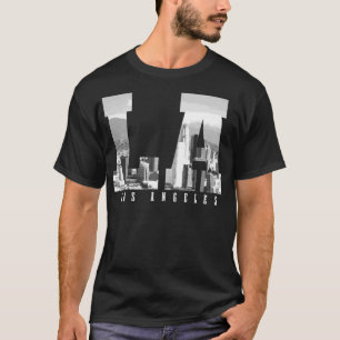 Los Angeles California LA Skyline Pride Black Whit T Shirt