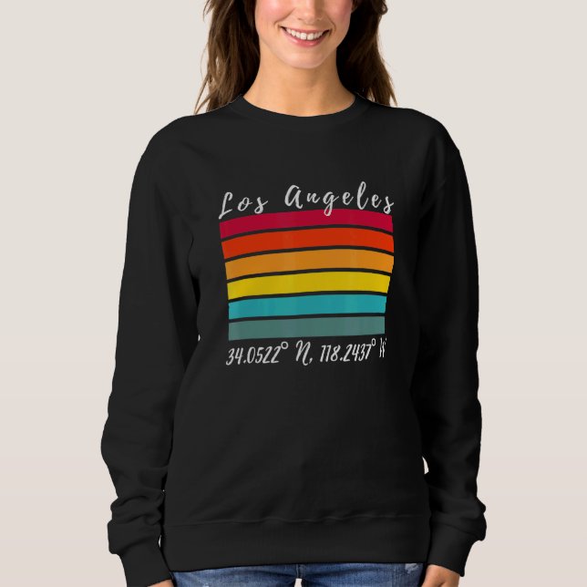 Los Angeles California Latitude Longitud La Souve T Shirt (Framsida)
