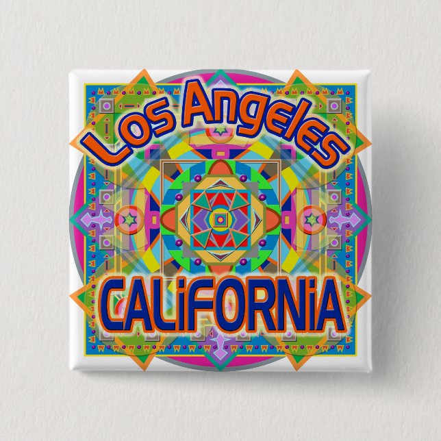 Los Angeles CALIFORNIA Lycklig Button Knapp (Framsida)