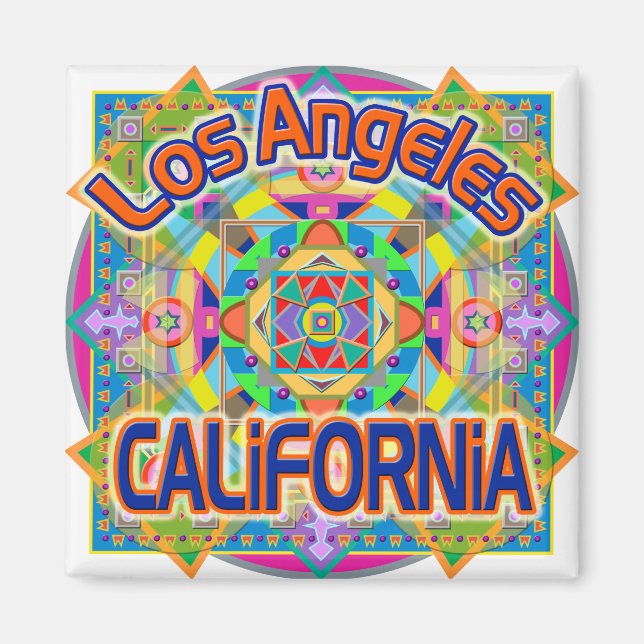 Los Angeles CALIFORNIA Lycklig Magnet (Framsidan)