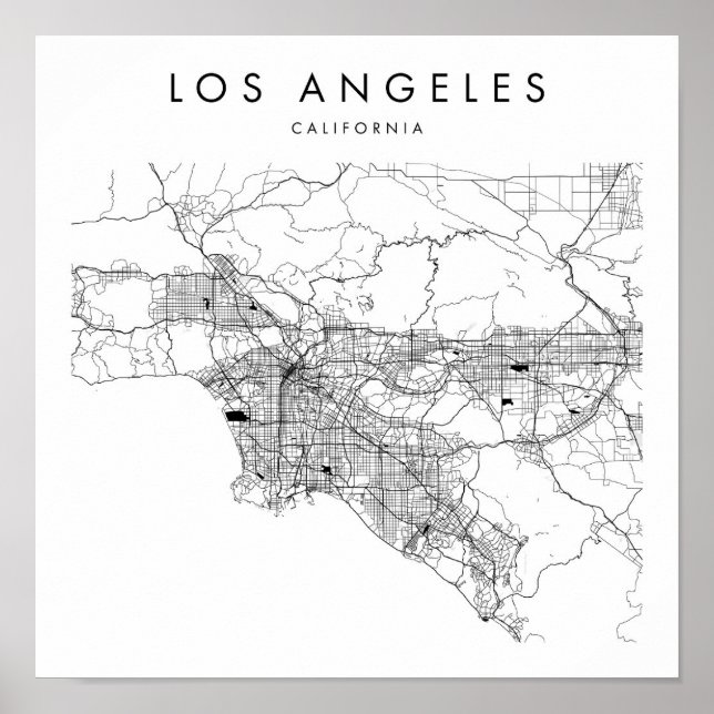 Los Angeles California Minimal Modern Street Karta Poster (Framsidan)
