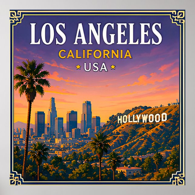 🌴 Los Angeles California Minne Från Hollywood 🌴 Poster (Framsidan)