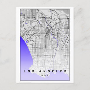 Los Angeles California Modern City Karta Vykort