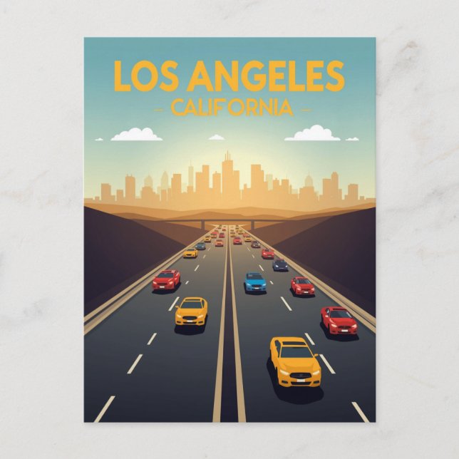 Los Angeles California Motorvägstrafik Vykort (Framsida)