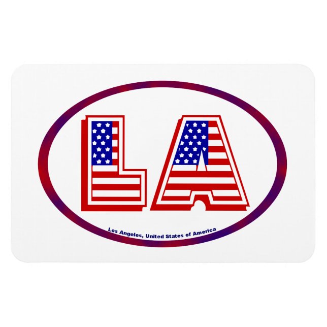 Los Angeles California Oval Logotyp Patriotic Magn Magnet (Horisontell)