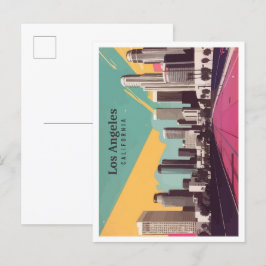 Los Angeles California Pop Art Travel Illustration Vykort