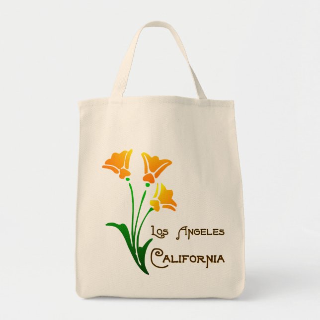 Los Angeles California Poppy Deco Tote Tygkasse (Framsidan)
