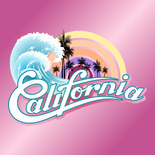 Los Angeles California Rainbow Retro Tropical T Shirt
