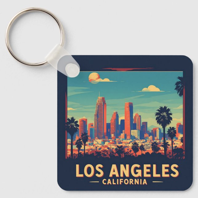 Los Angeles California Retro Resa Nyckelring (Framsida)