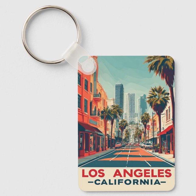 Los Angeles California Retro Resa Nyckelring (Framsida)