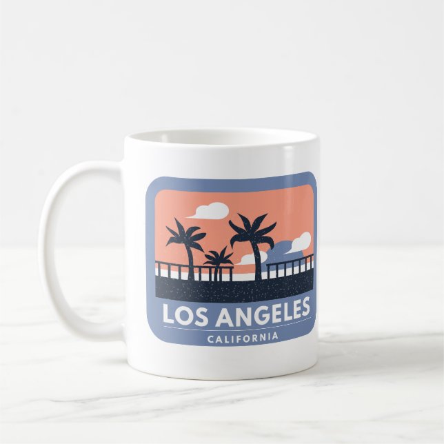 Los Angeles California Retro Skyline Design Kaffemugg (Vänster)