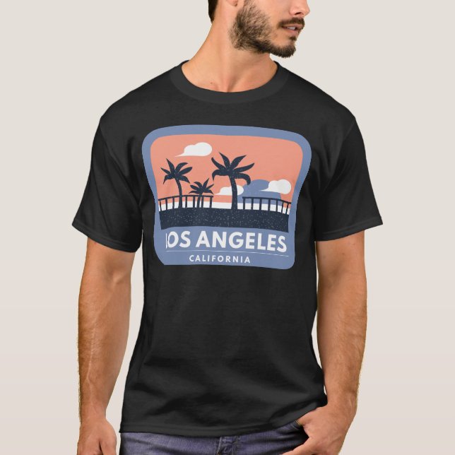 Los Angeles California Retro Skyline Design T Shirt (Framsida)