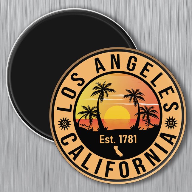 Los Angeles California Retro Sunset Souvenirs Hand Magnet (Skapare uppladdad)