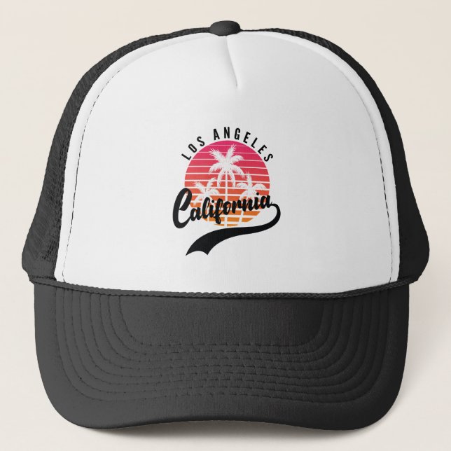 Los Angeles, California Retro Sunset Truckerkeps (Framsida)